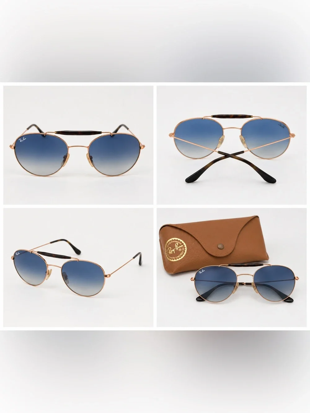 Ray-Ban RB3540 9035/3F Round Sunglasses Light Blue Gradient + Case